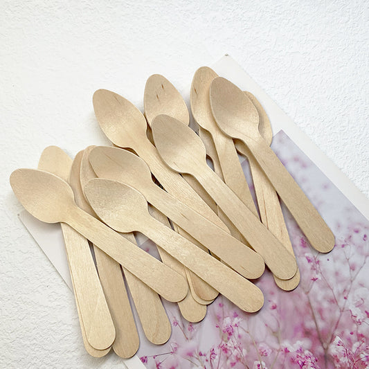 11cm biodegradable birch spoon