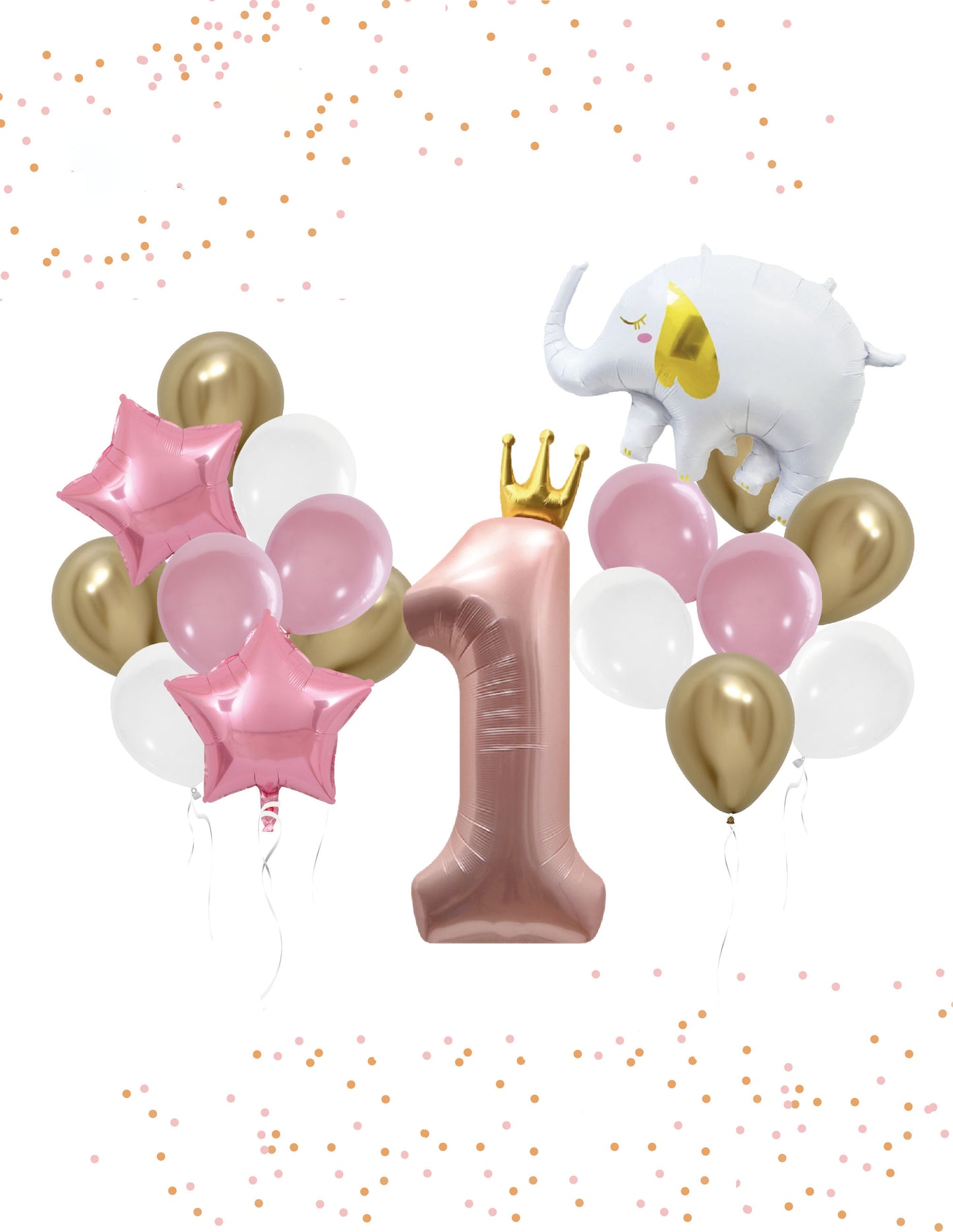 Pink Elephant Birthday Number Balloon Set