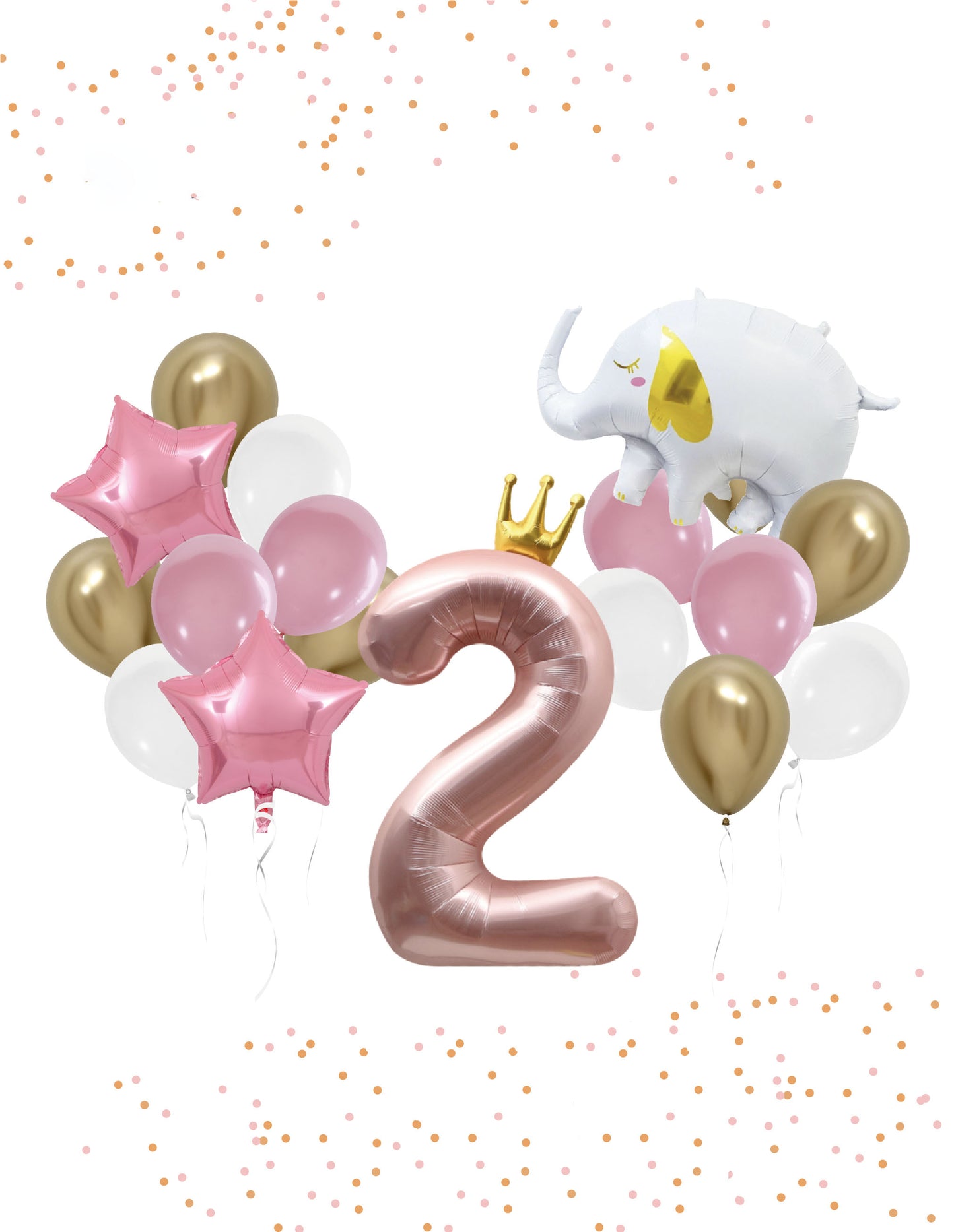 Pink Elephant Birthday Number Balloon Set