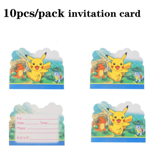 10Pcs/set Pikachu invitation card