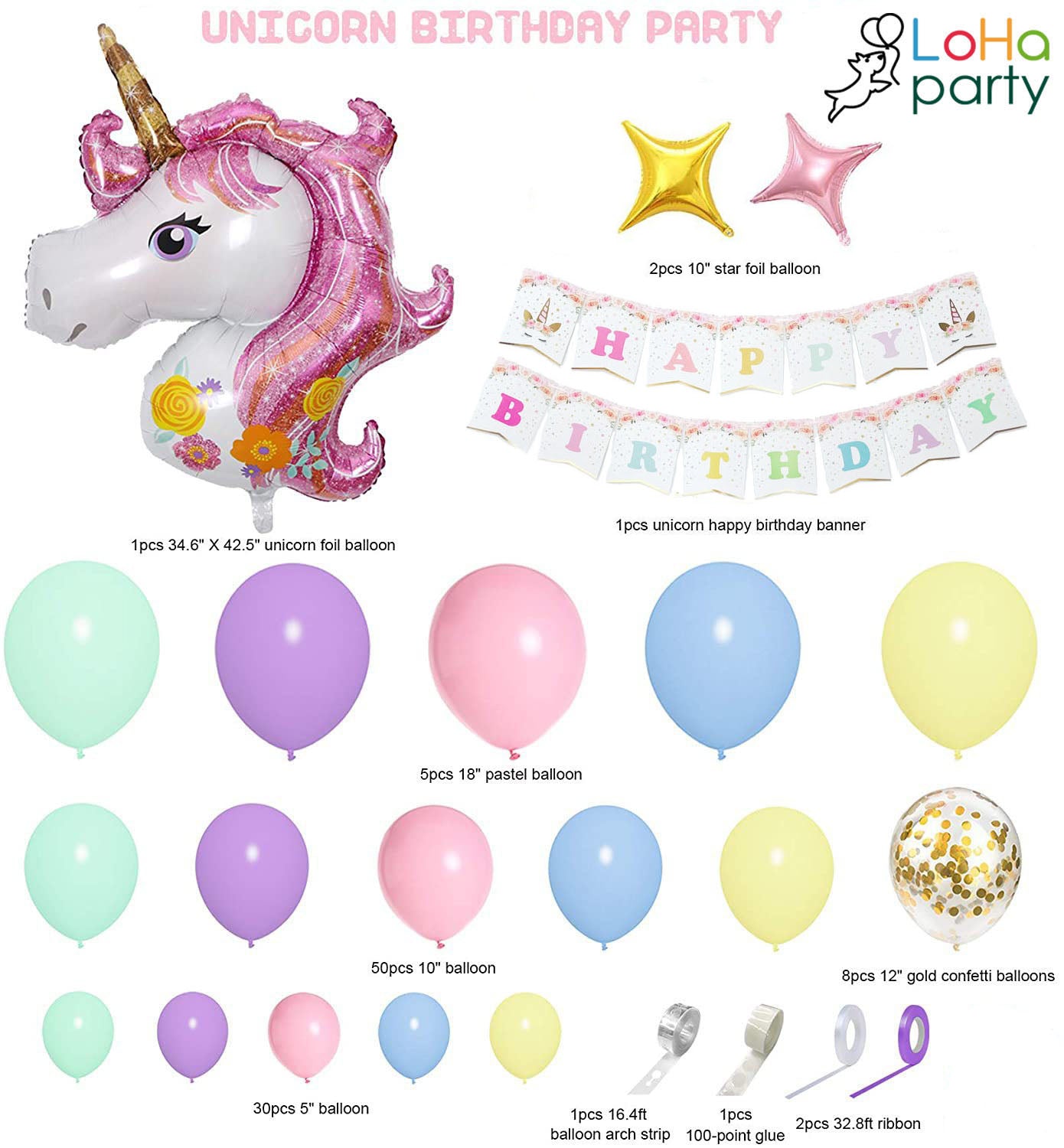 Macaron unicorn balloon garland