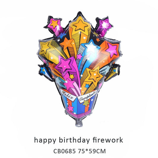 happy birthday firework foil balloon MOQ 50pcs